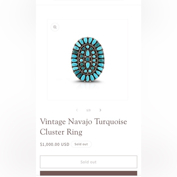 Vintage Zuni Sterling Silver and Turquoise Cluster Ring   Size 8